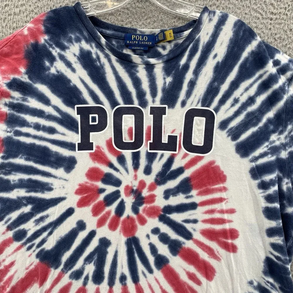 Polo Ralph Lauren Shirt Mens Large Tie Dye Preppy Boho Festival Academia Coastal